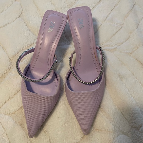 ❌⭕️SOLD ⭕️❌ Zara puprle lilac kitten heels sparkly - Picture 11 of 12